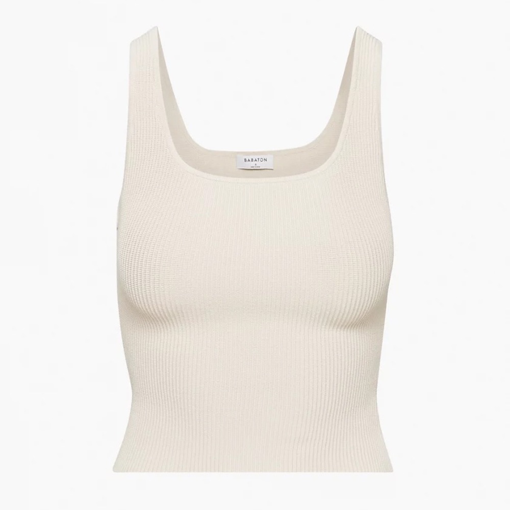 Babaton Cream Ribbed Knit Tank Top
